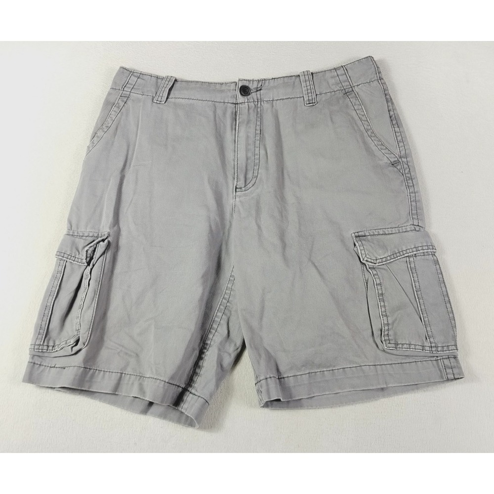 Aeropostale Cargo Shorts Mens 38 Gray Canvas Utility Pockets Summer Casual